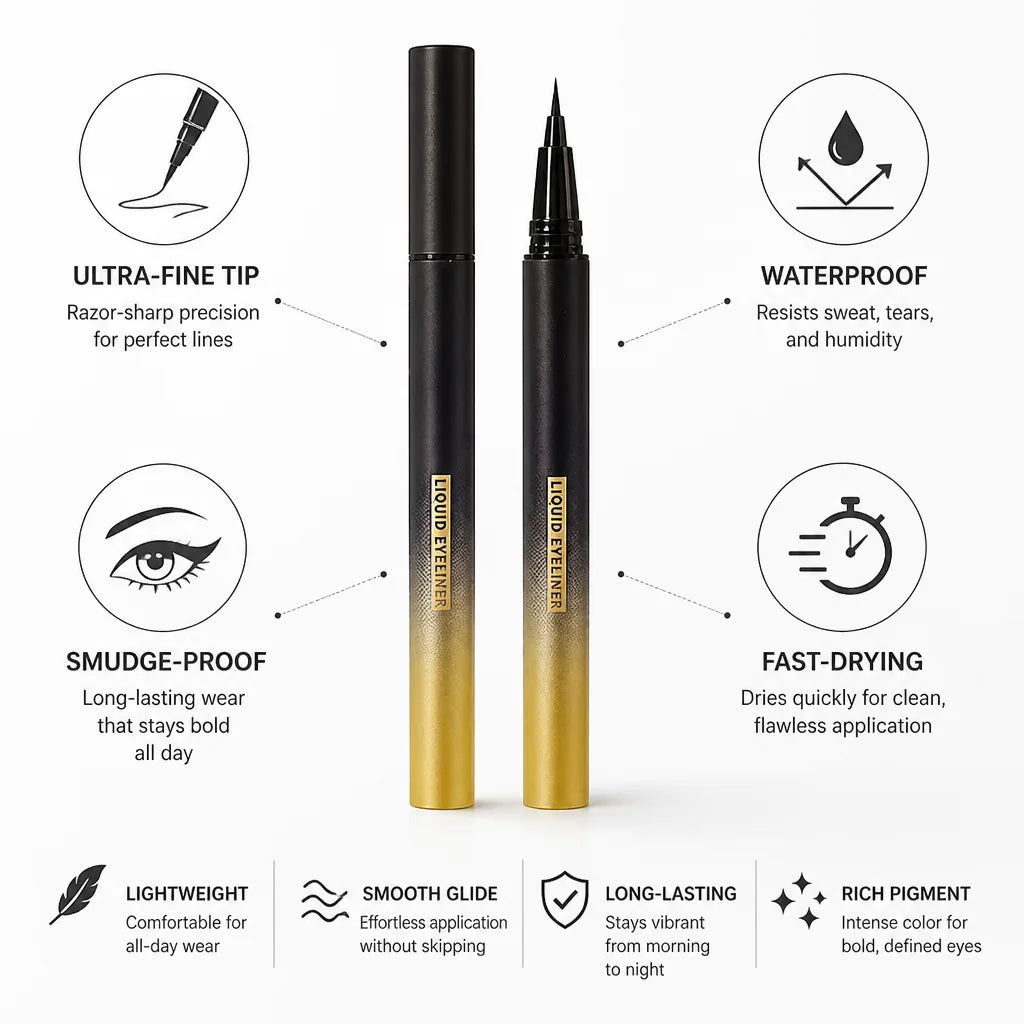 Liquid Eyeliner Pen Ultra-Fine Tip Waterproof & Smudge-Proof