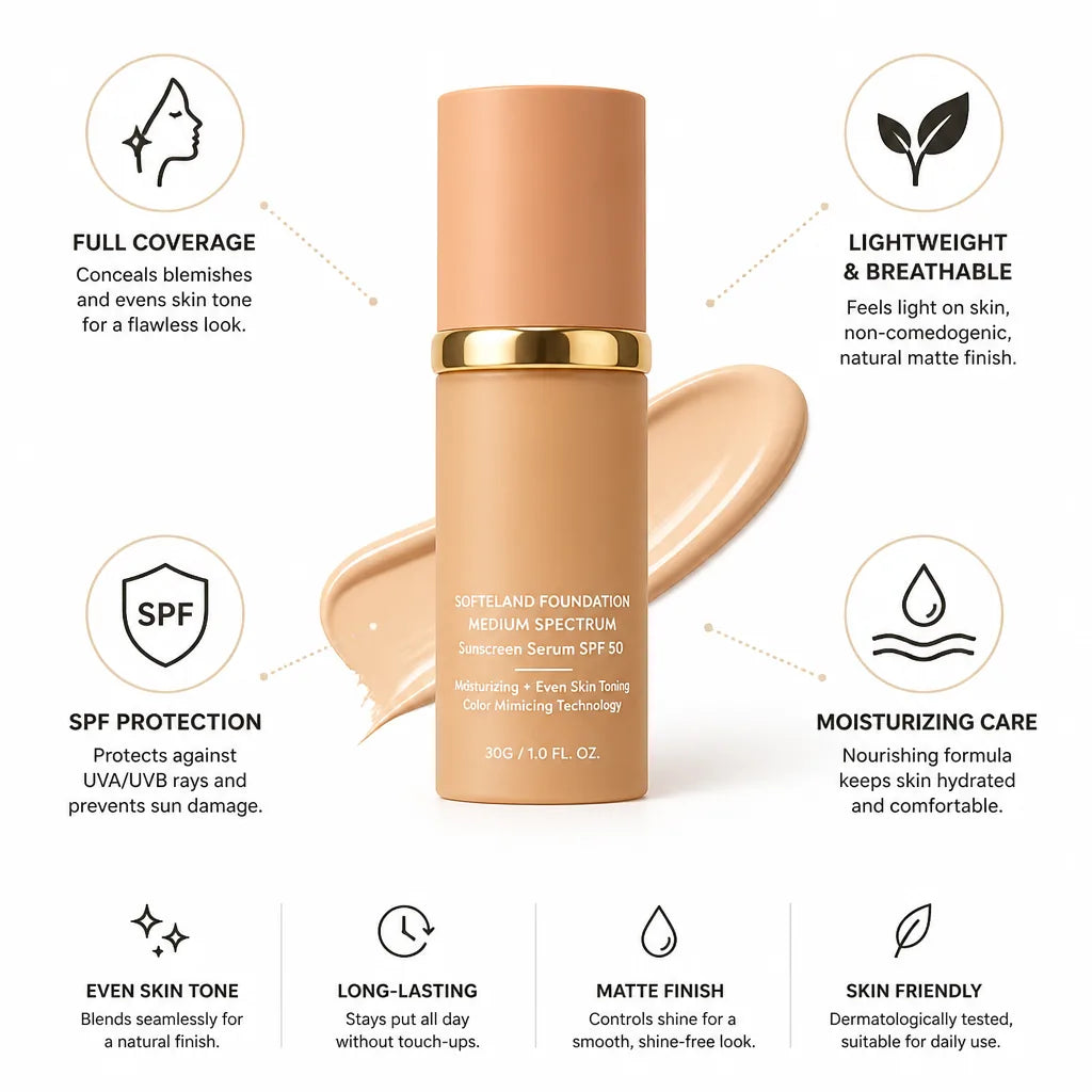 Liquid Foundation Matte Full Coverage & Lightweight SPF Protection