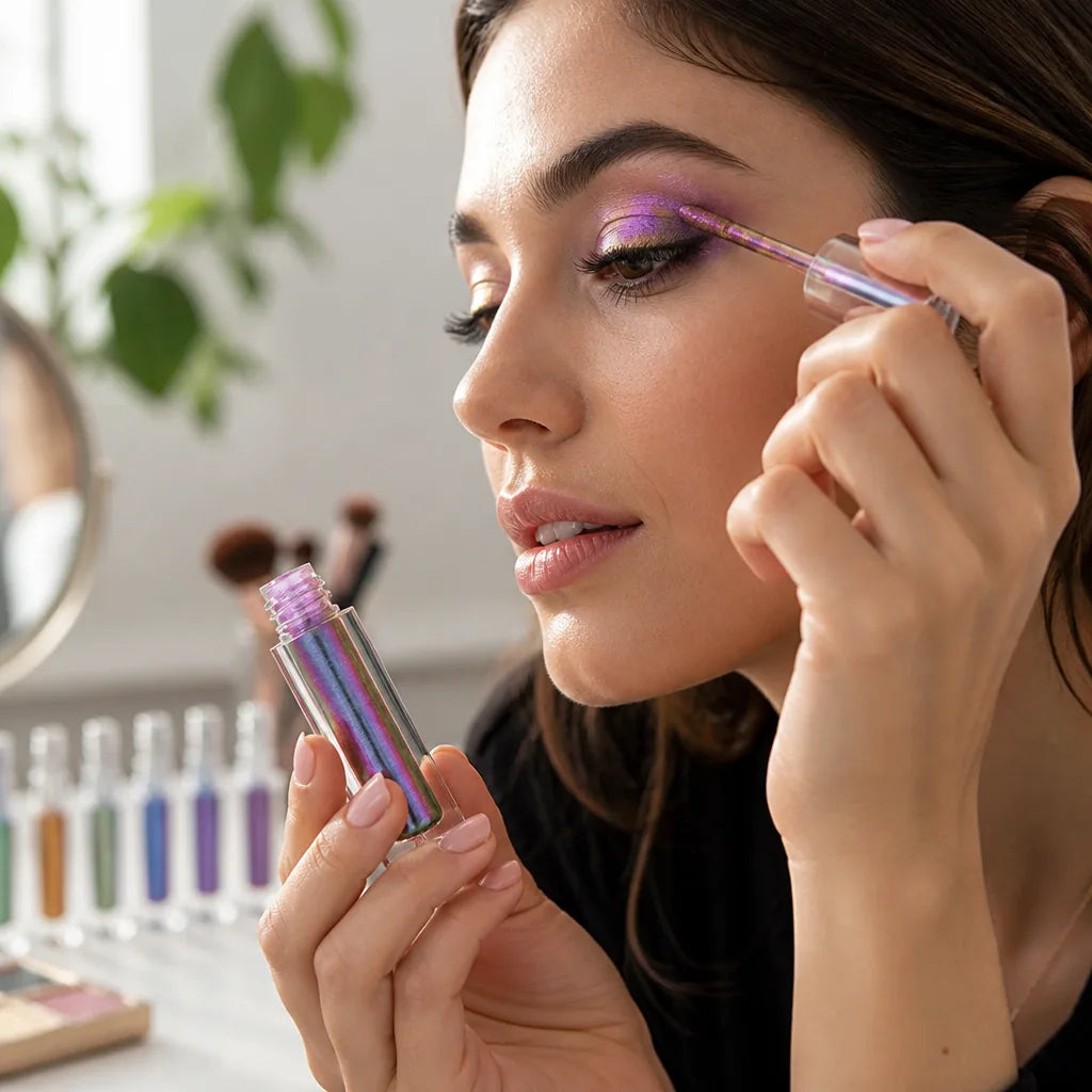Liquid Glitter Eyeshadow & Lipstick High-Pigment Multi-Chrome Long-Wearing
