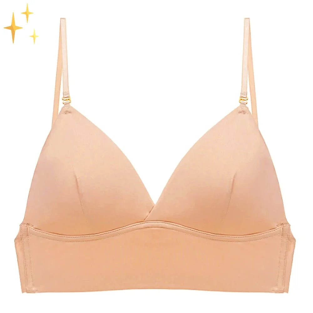 Low Back Bra Seamless Wireless Adjustable Straps Wide Band