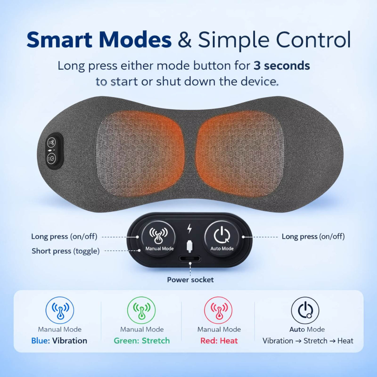 Lower Back Massager Vibration & Heat Lumbar Support