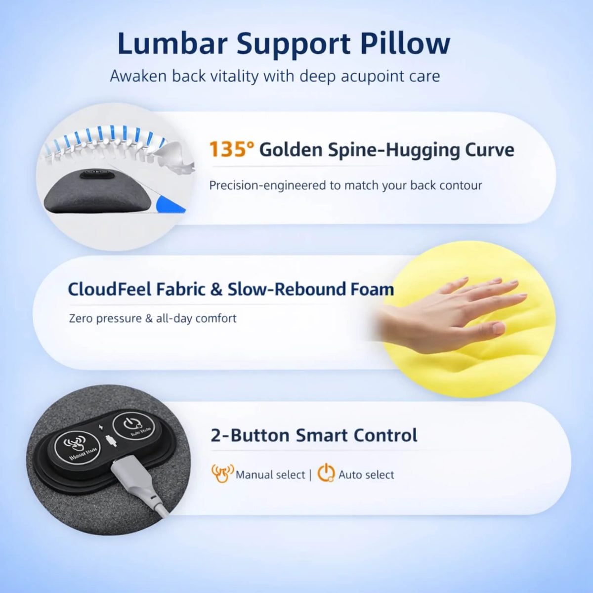 Lower Back Massager Vibration & Heat Lumbar Support