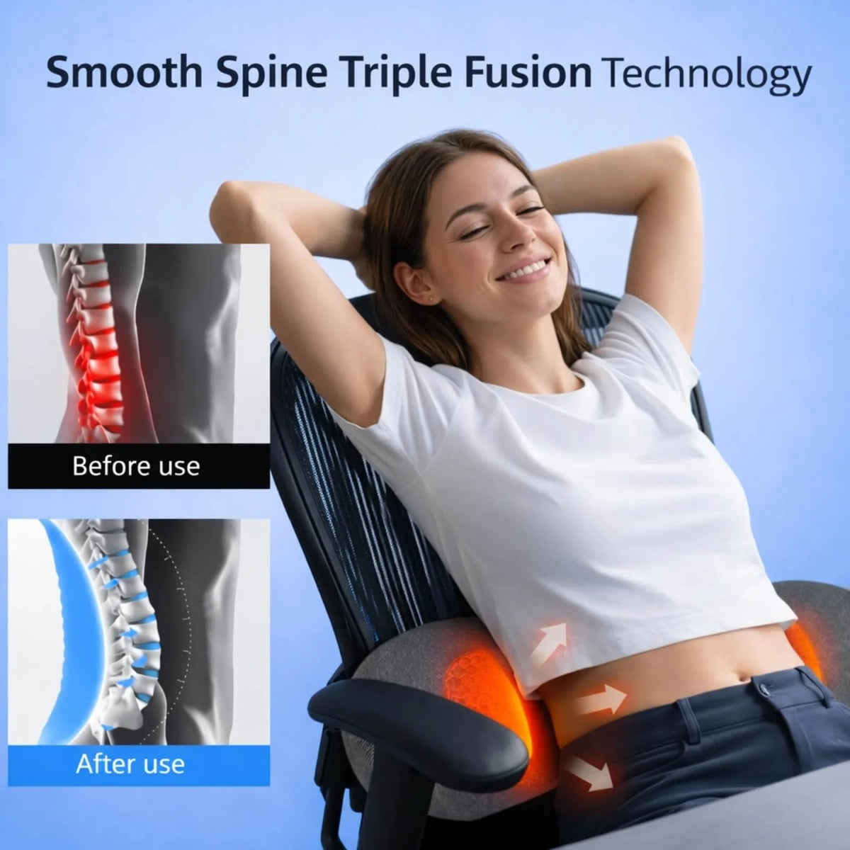 Lower Back Massager Vibration & Heat Lumbar Support