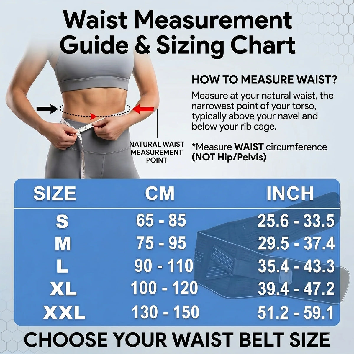 Lower Back Support Belt Adjustable S To 3XL Lightweight