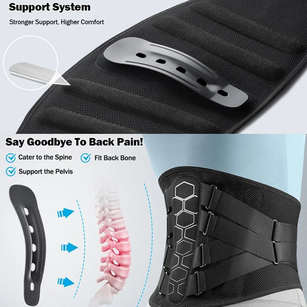 Lumbar Back Brace Adjustable Compression Breathable Mesh