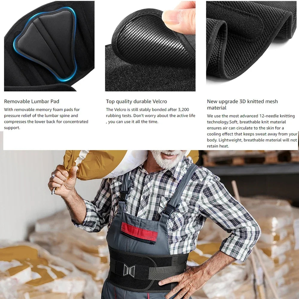 Lumbar Back Brace Adjustable Compression Breathable Mesh