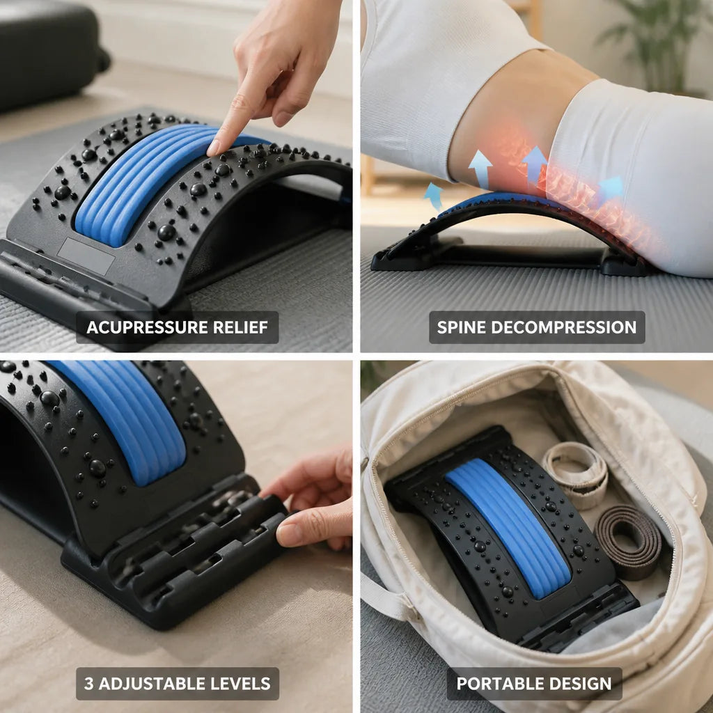 Lumbar Back Stretcher Adjustable Arch & 70-Point Acupressure