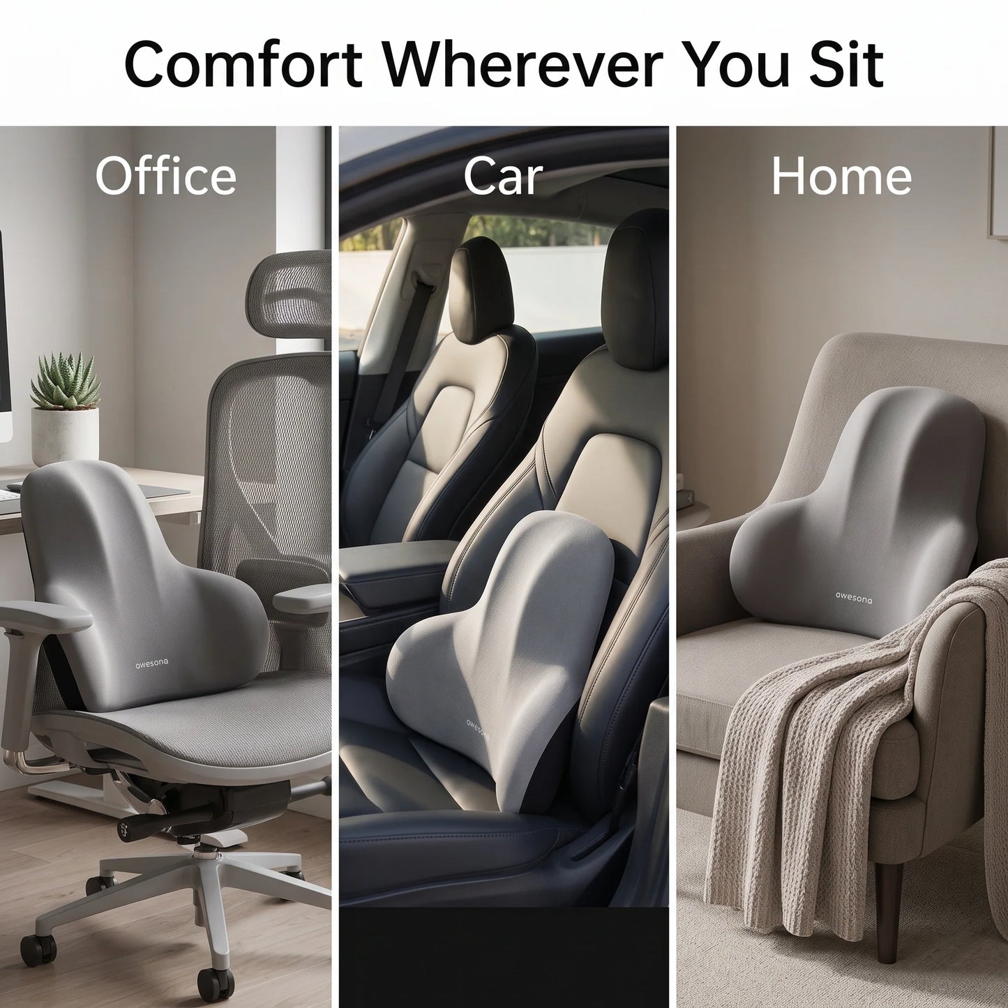 Lumbar Cushion Contoured Memory Foam Office & Car