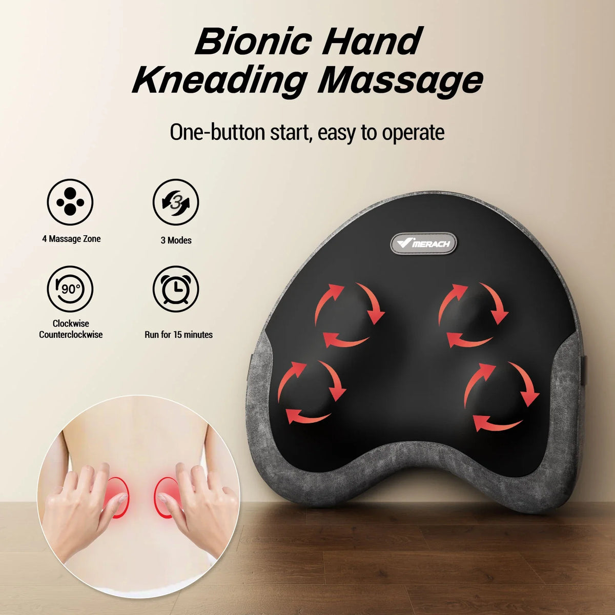 Lumbar Pillow Heated Shiatsu Massage Memory Foam