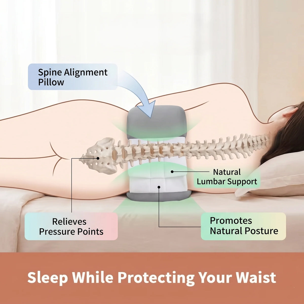 Lumbar Sleep Support Cushion Adjustable & Contoured