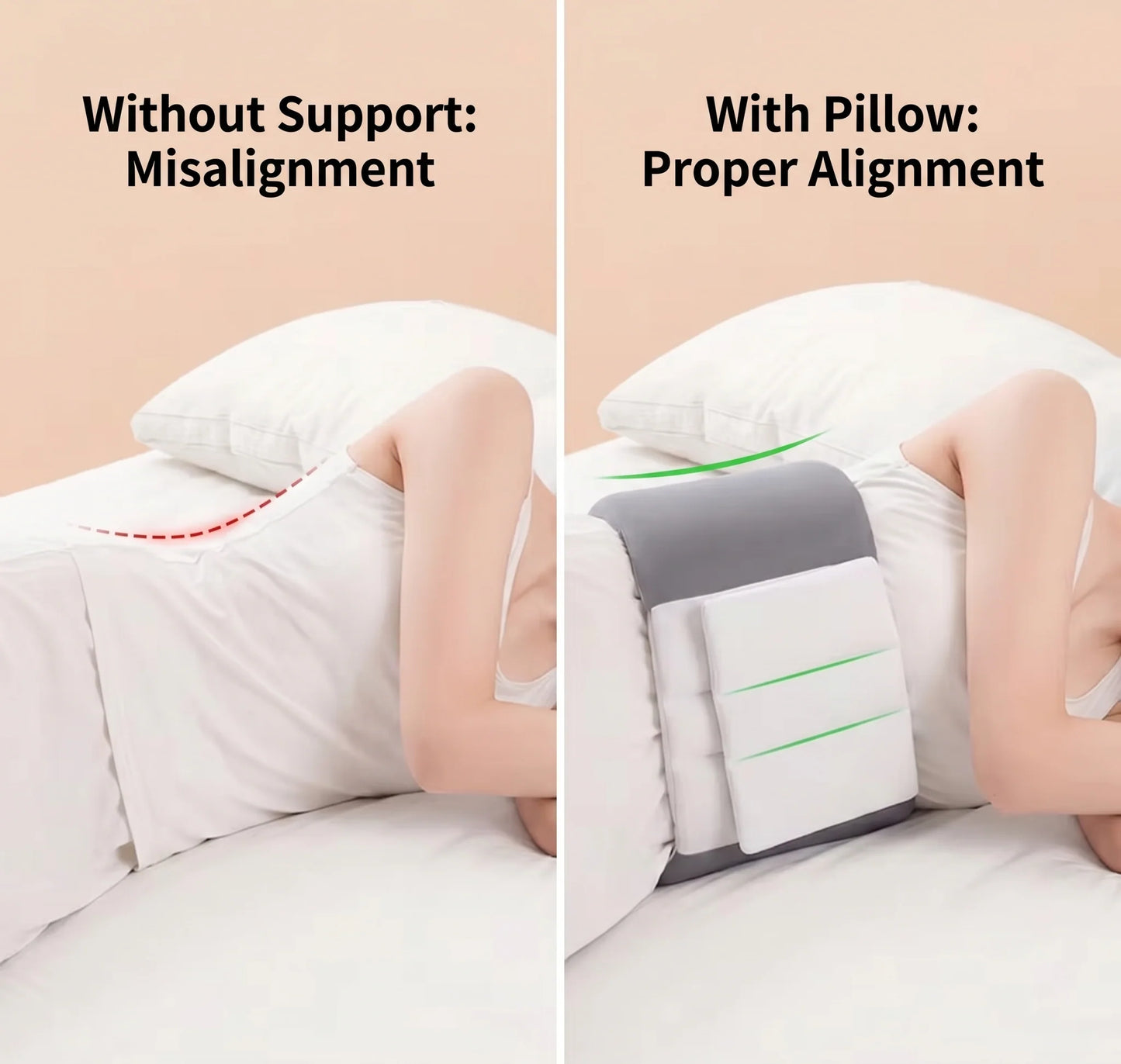 Lumbar Sleep Support Cushion Adjustable & Contoured