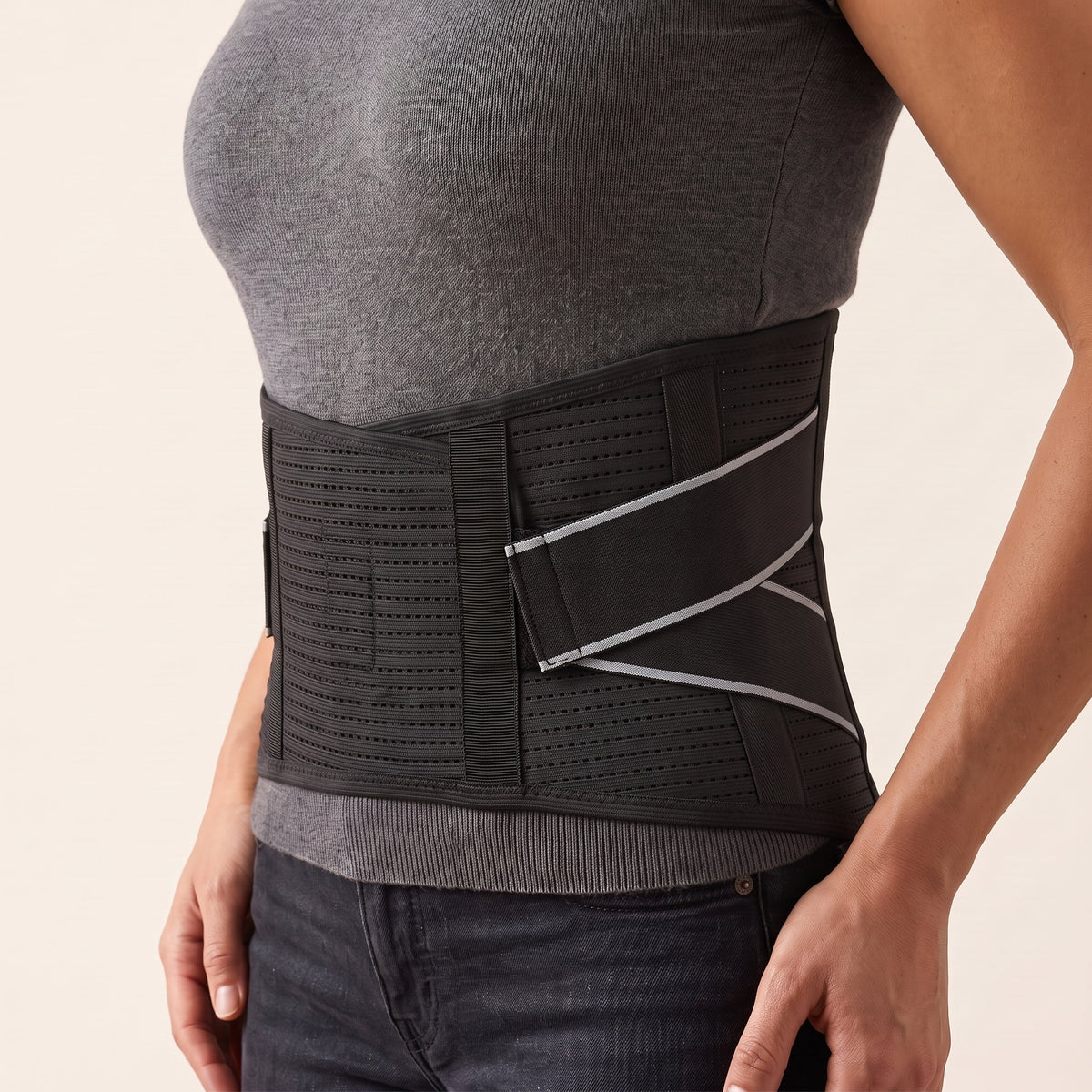 Lumbar Support Back Brace Breathable Mesh & 4-Stay Support
