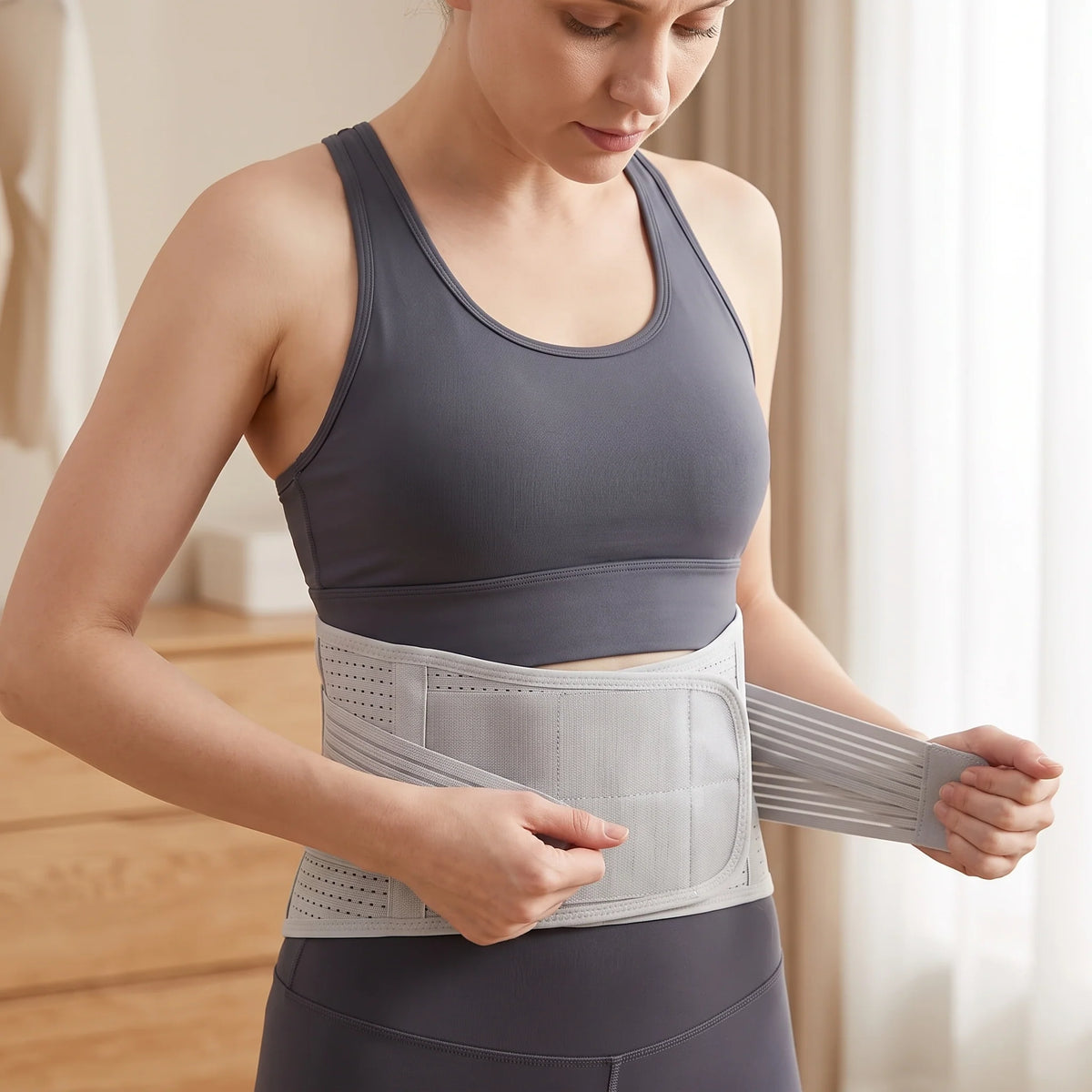 Lumbar Support Back Brace Breathable Mesh & 4-Stay Support