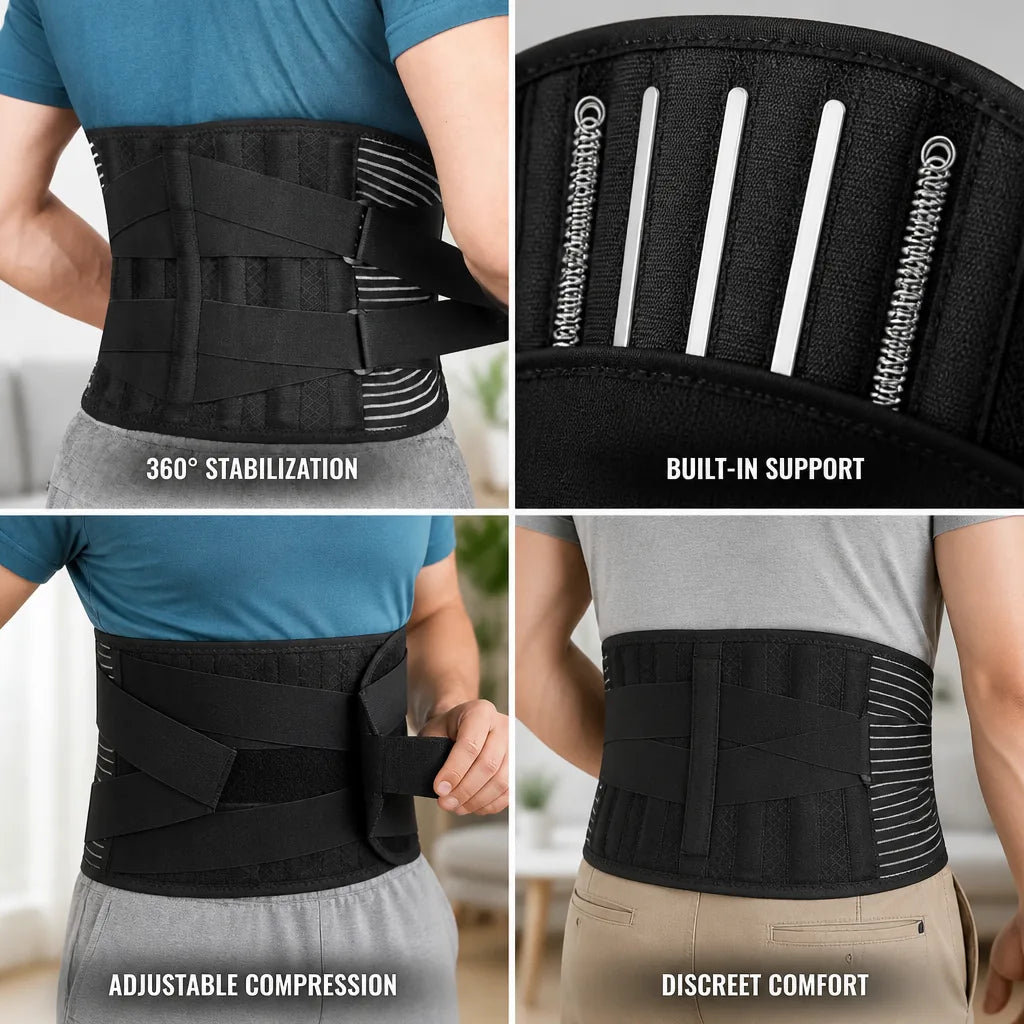 Lumbar Support Belt 360° Stabilization Memory Aluminum Rods