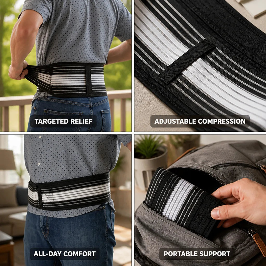 Lumbar Support Belt Adjustable Compression & Posture Support