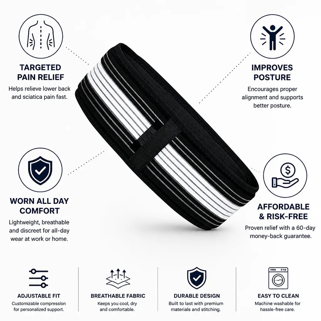 Lumbar Support Belt Adjustable Compression & Posture Support