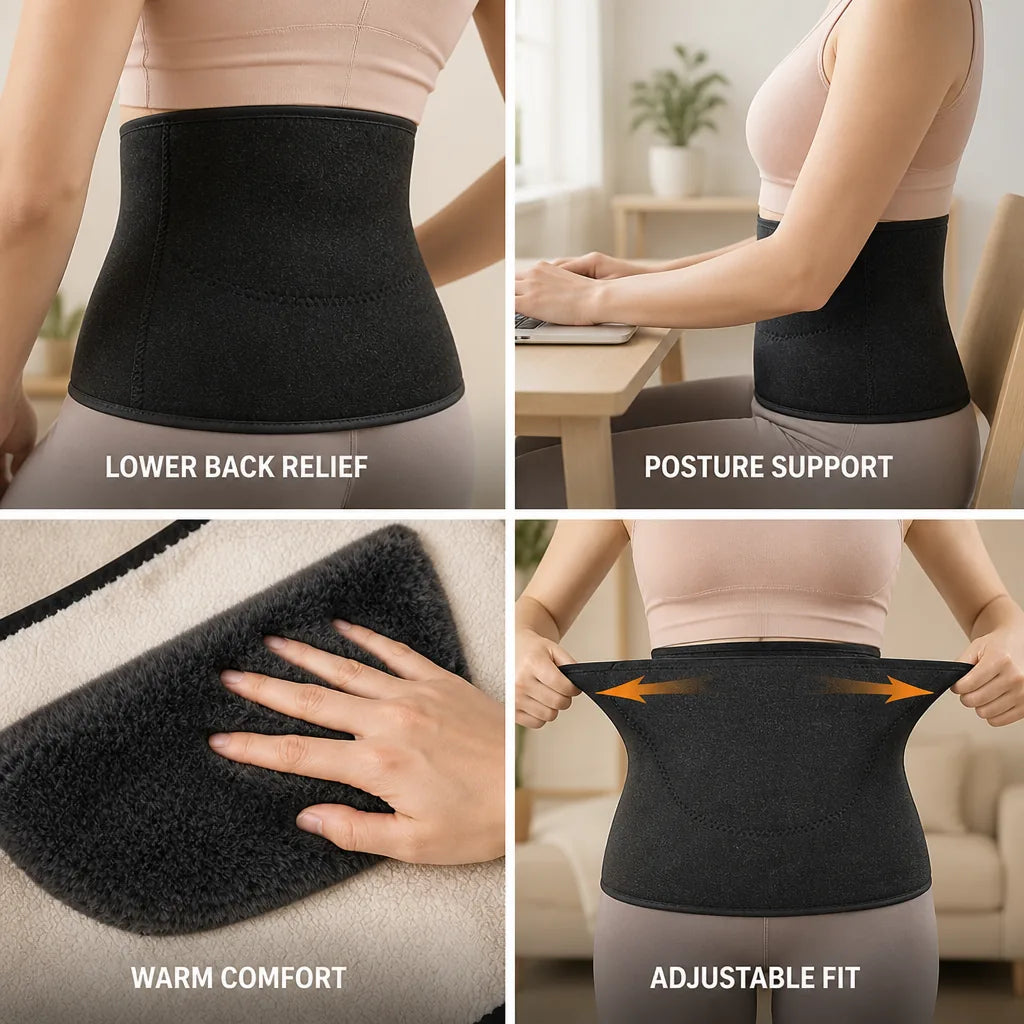 Lumbar Support Belt Adjustable Posture Support Heat-Retaining Fabric