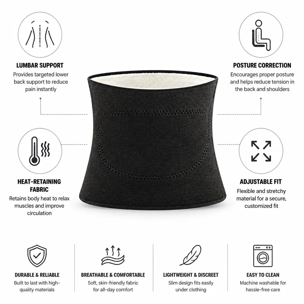 Lumbar Support Belt Adjustable Posture Support Heat-Retaining Fabric