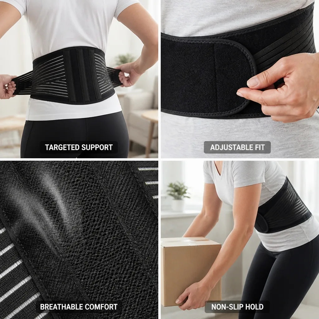 Lumbar Support Belt Breathable Adjustable Non-Slip
