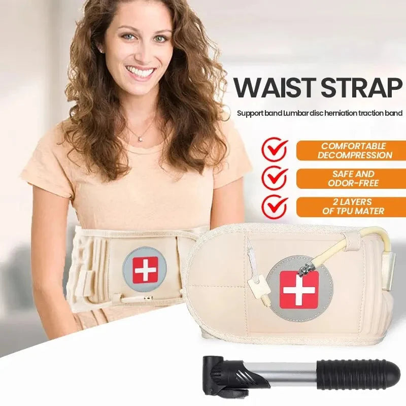 Lumbar Support Belt Inflatable Traction Red-Light Heat & Vibration