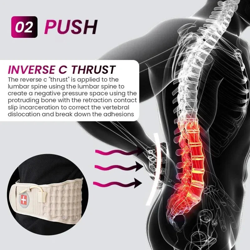 Lumbar Support Belt Inflatable Traction Red-Light Heat & Vibration