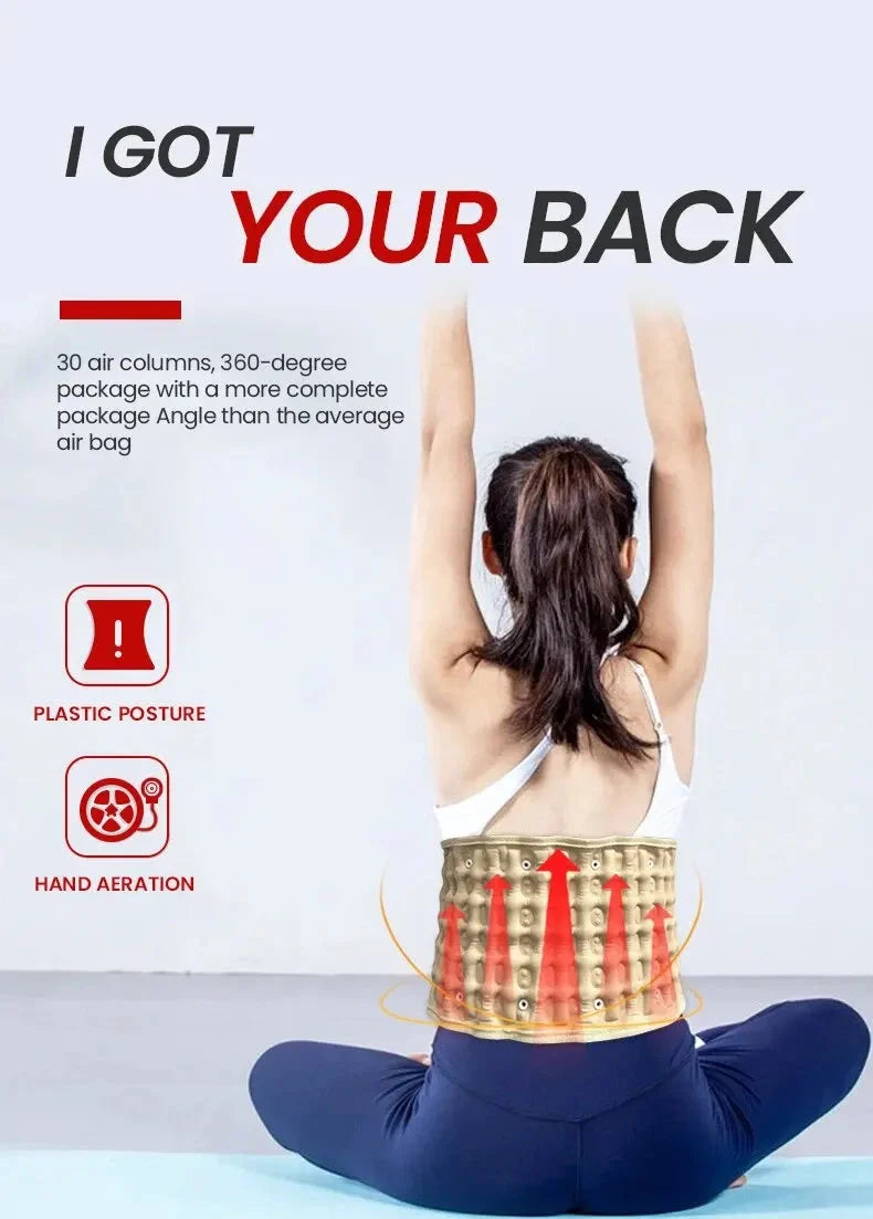 Lumbar Support Belt Inflatable Traction Red-Light Heat & Vibration