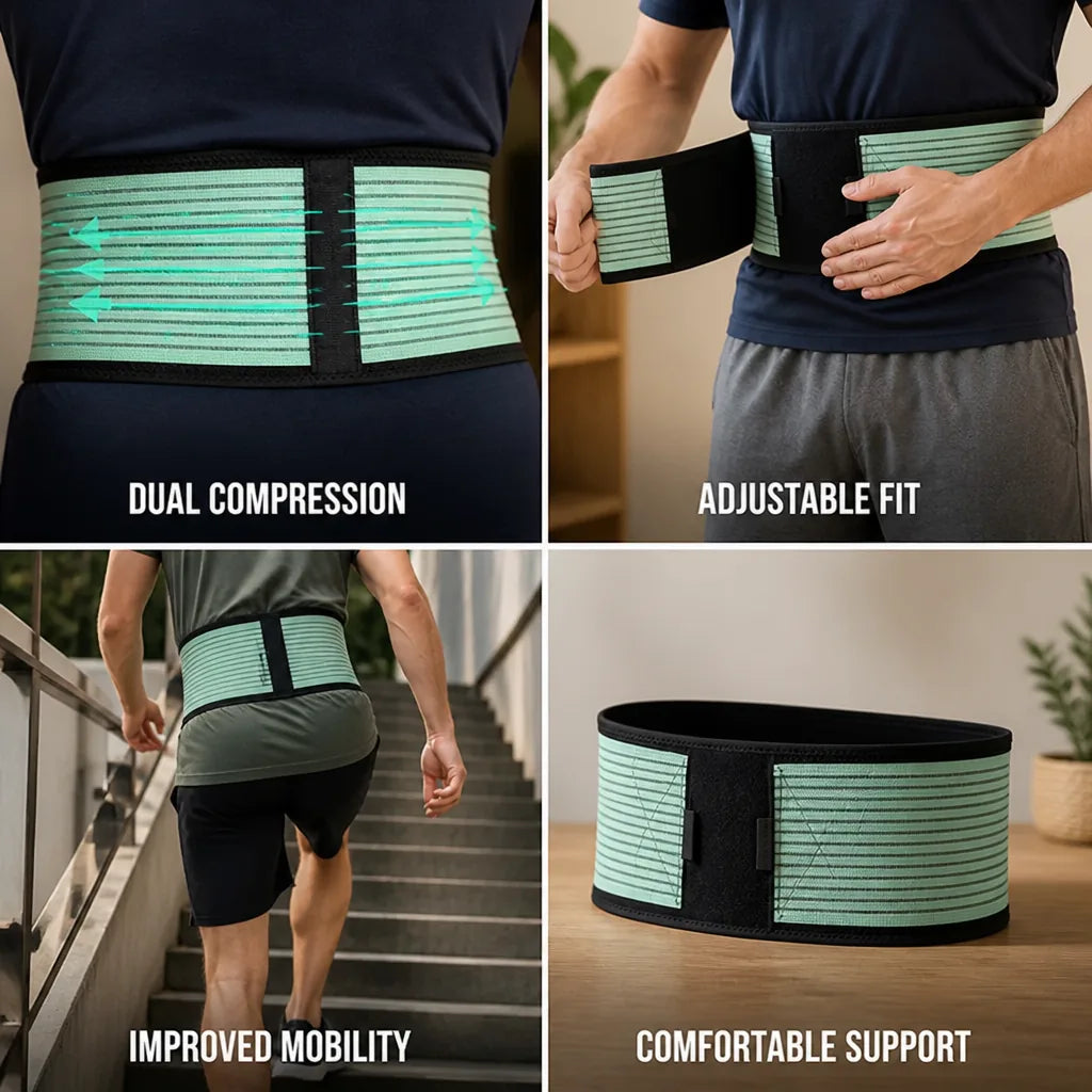 Lumbar Support Belt Targeted Dual Compression Adjustable Fit