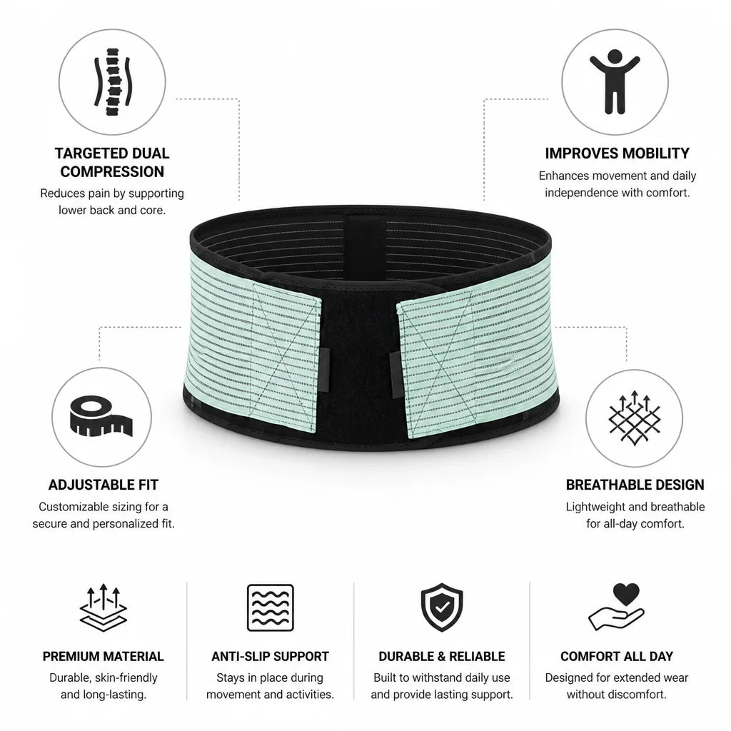 Lumbar Support Belt Targeted Dual Compression Adjustable Fit