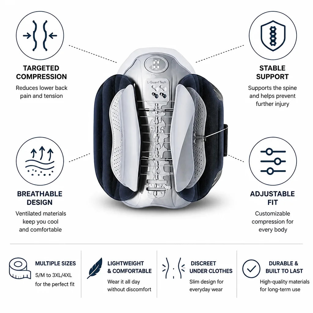 Lumbar Support Brace Verstelbare Compressie & Ademend Gaas