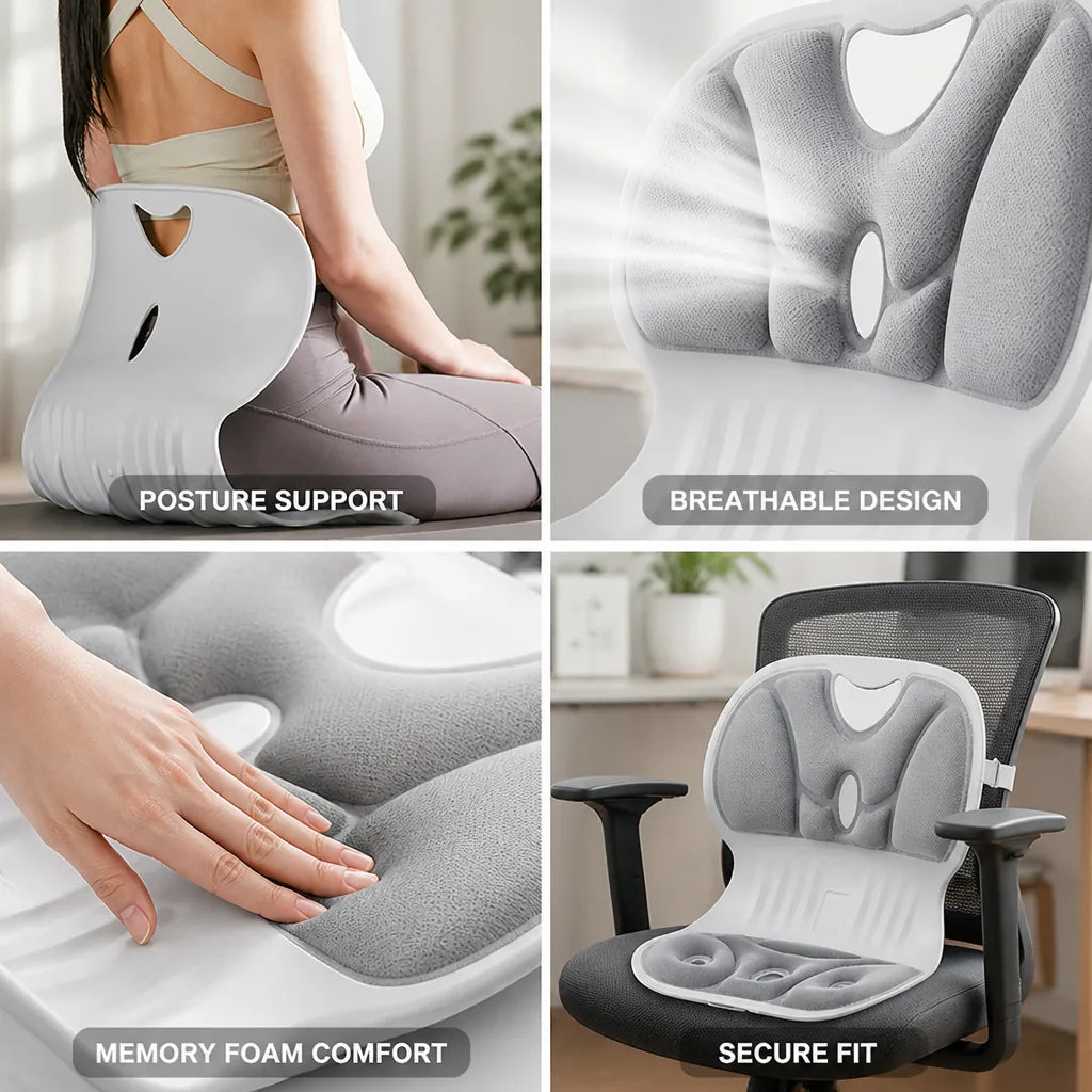 Lumbar Support Cushion Ergonomic Memory Foam Breathable