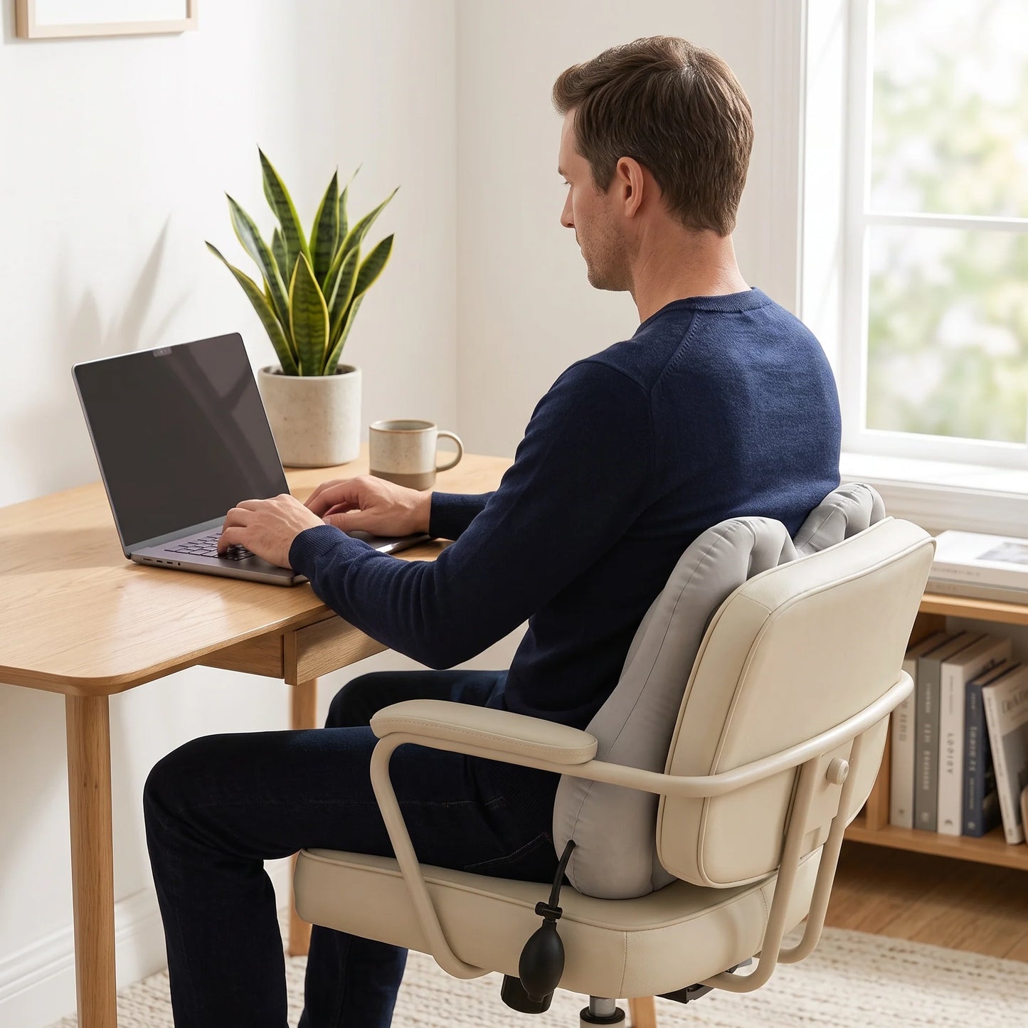 Lumbar Support Cushion Inflatable Dual-Chamber Adjustable Firmness