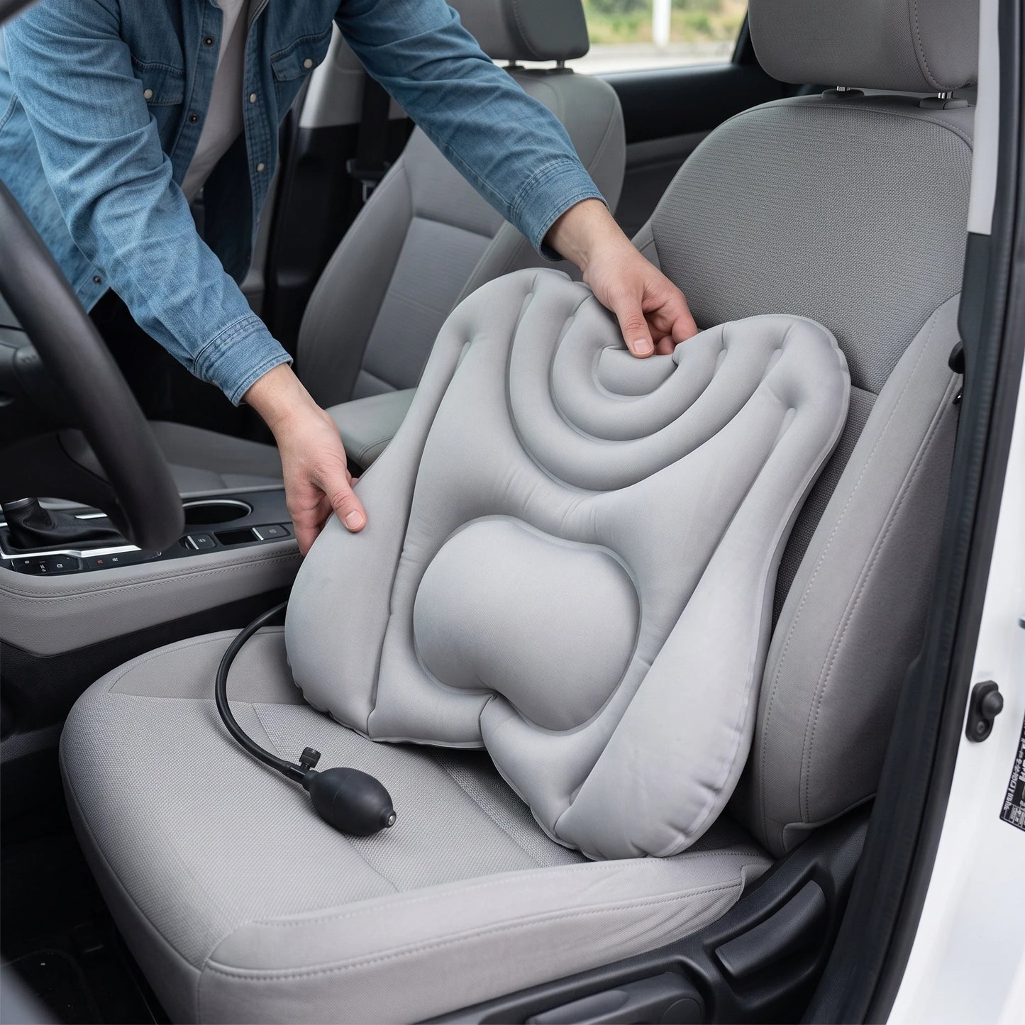 Lumbar Support Cushion Inflatable Dual-Chamber Adjustable Firmness