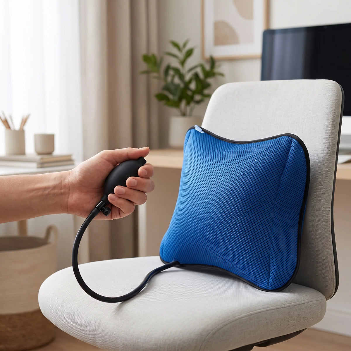 Lumbar Support Cushion Portable Inflatable Adjustable Firmness