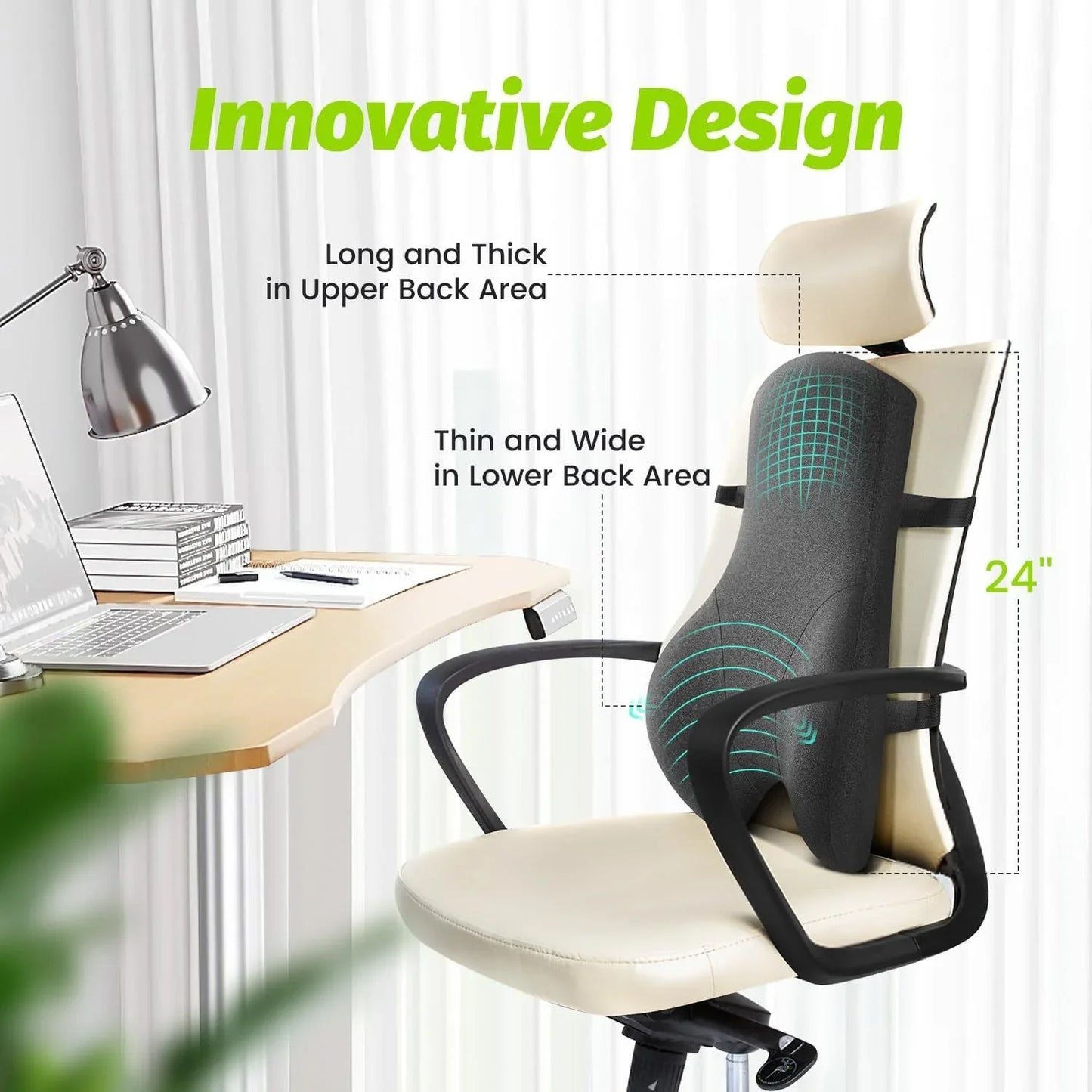 Lumbar Support Pillow Full-Back Memory Foam Breathable Mesh