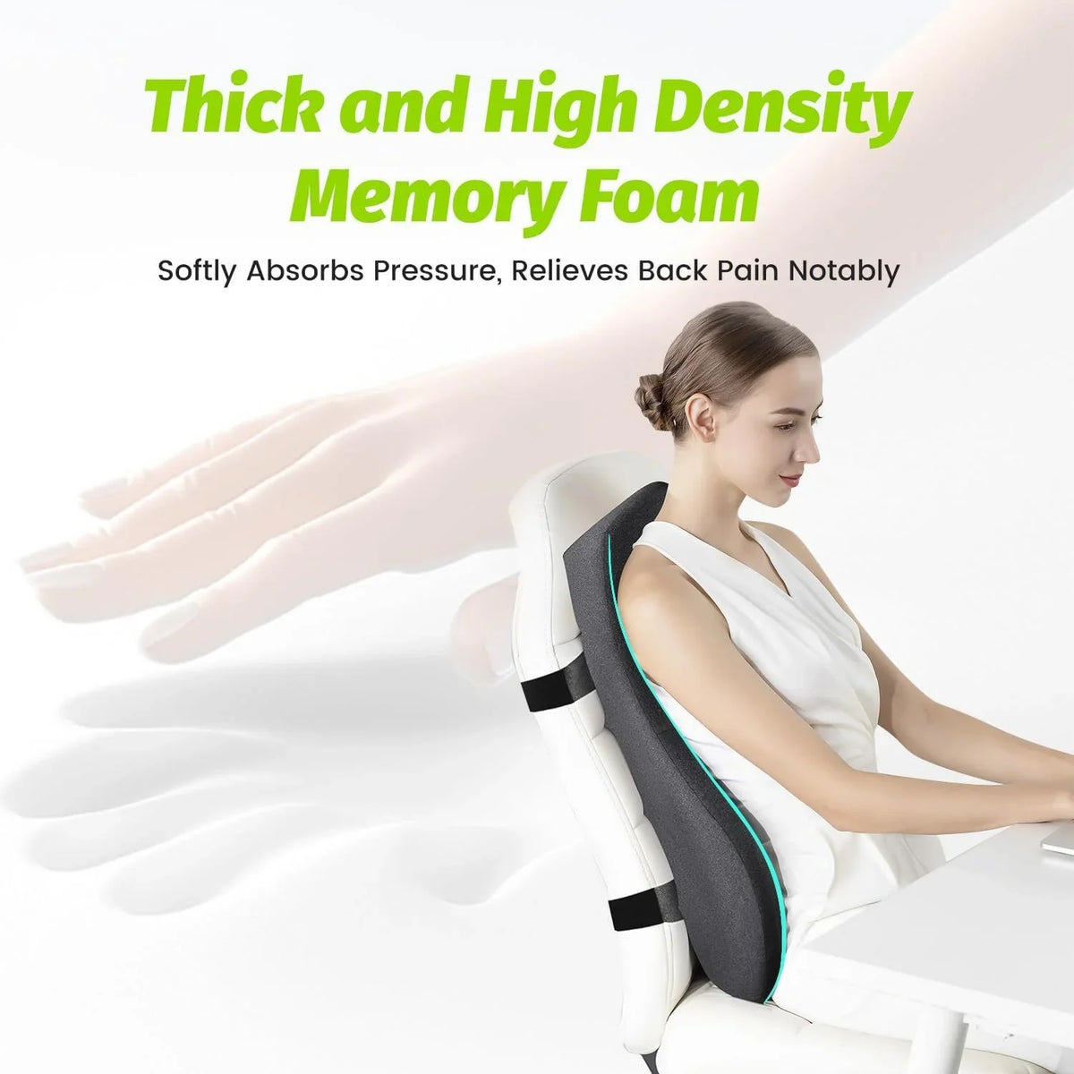 Lumbar Support Pillow Full-Back Memory Foam Breathable Mesh