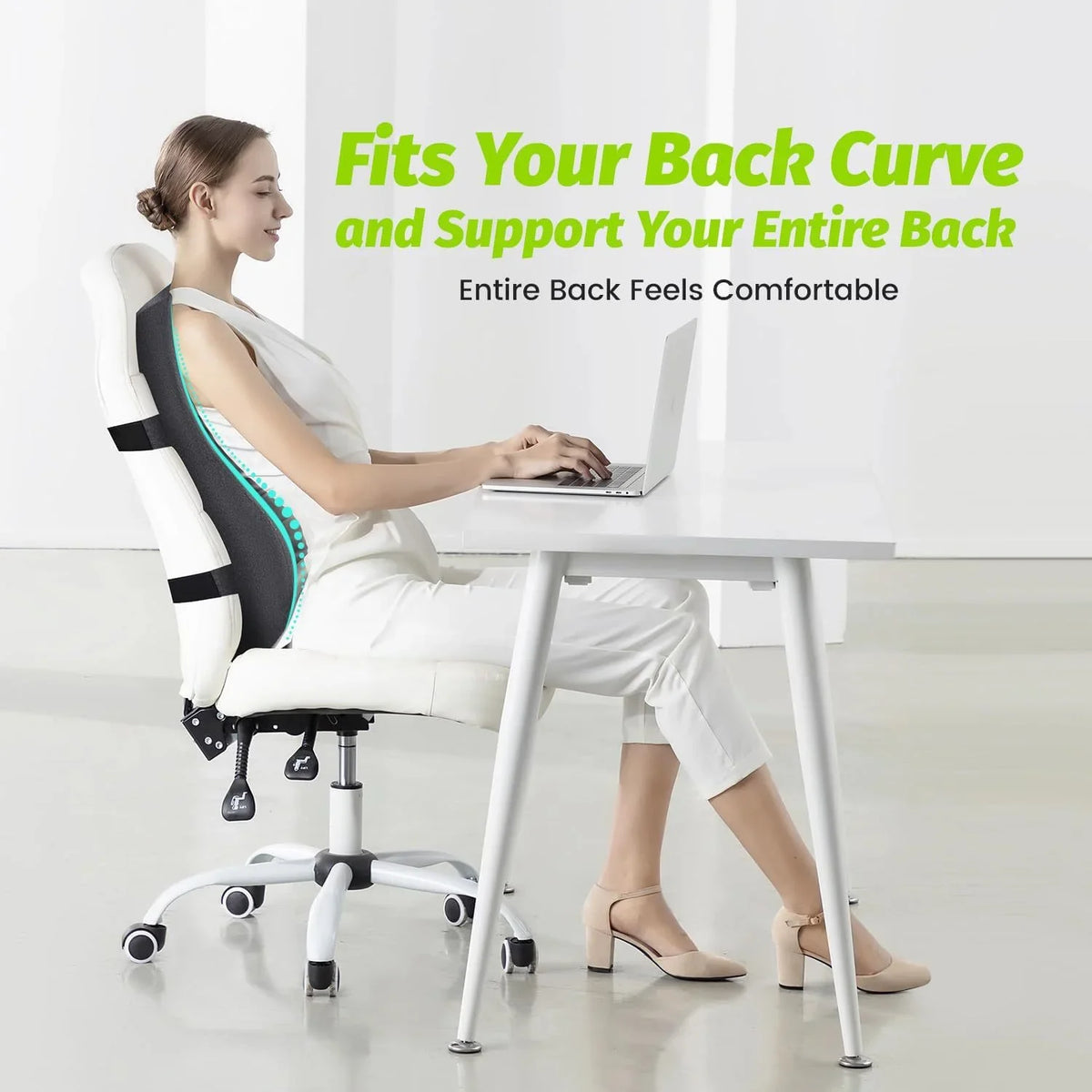 Lumbar Support Pillow Full-Back Memory Foam Breathable Mesh