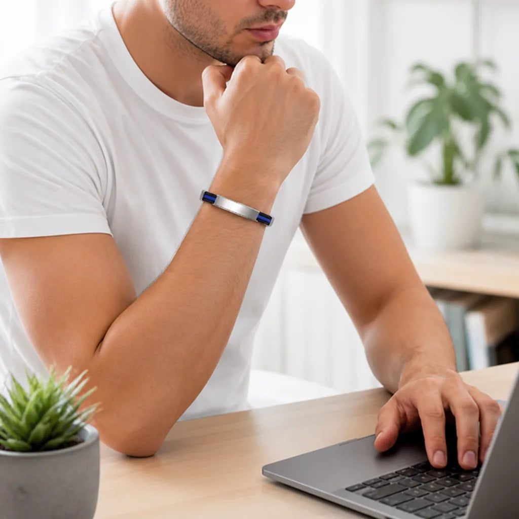Magnetic Bracelet Stainless Steel & Silicone Double Safety Clasp
