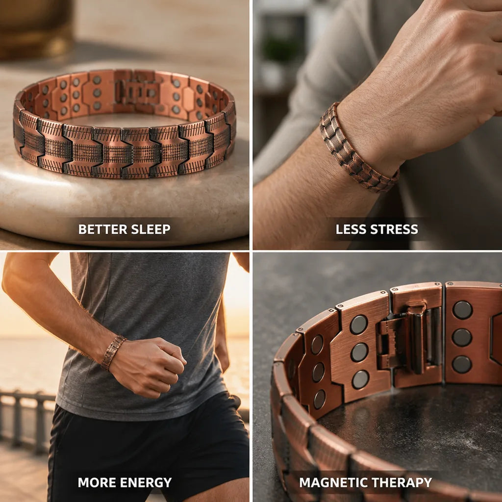 Magnetic Therapy Bracelet Beaded Bronze & Black
