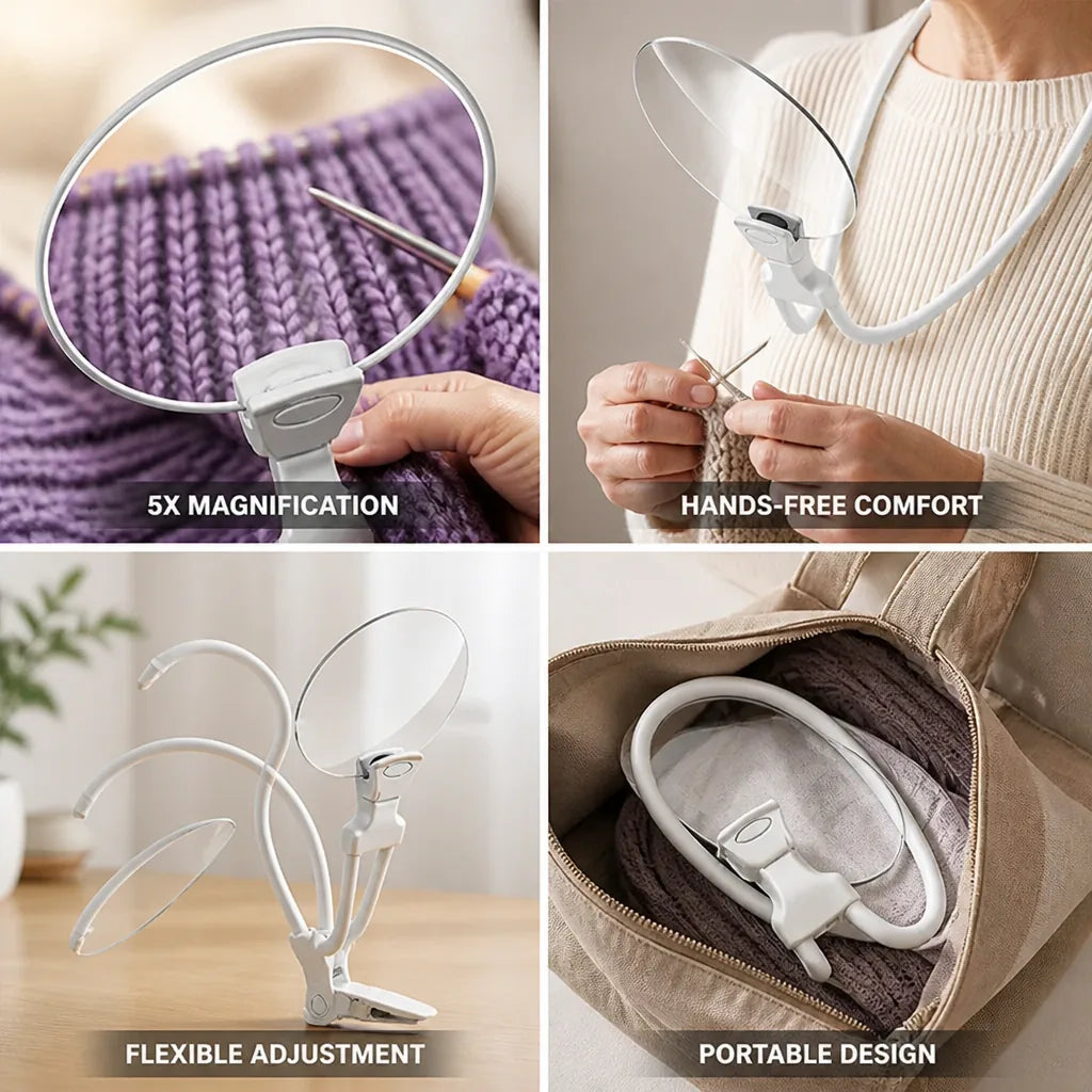 Magnifier Hands-Free 5x Magnification Flexible Gooseneck