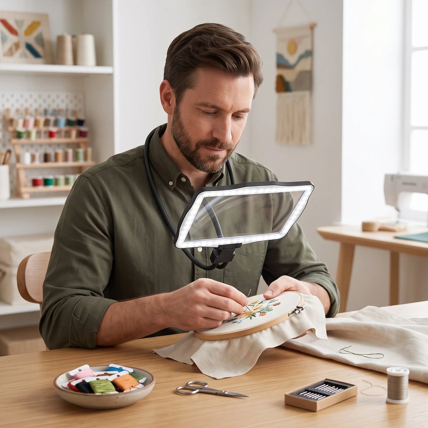 Magnifying Glass Hands-Free 10X 50-LED Gooseneck