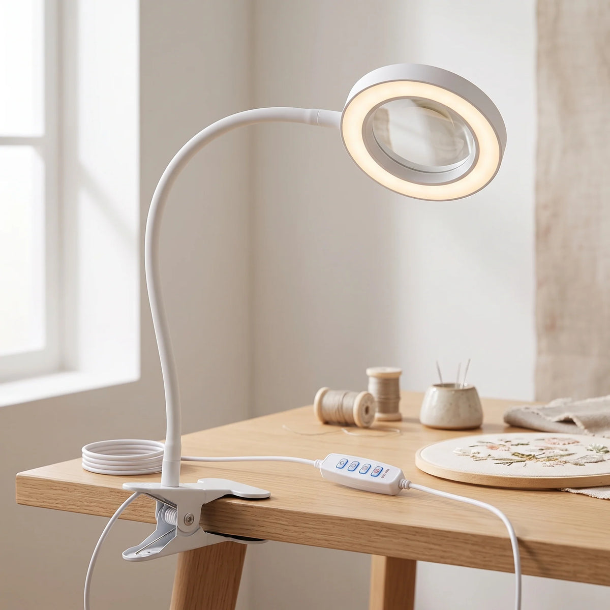 Magnifying Lamp Flexible Clamp LED Adjustable Brightness