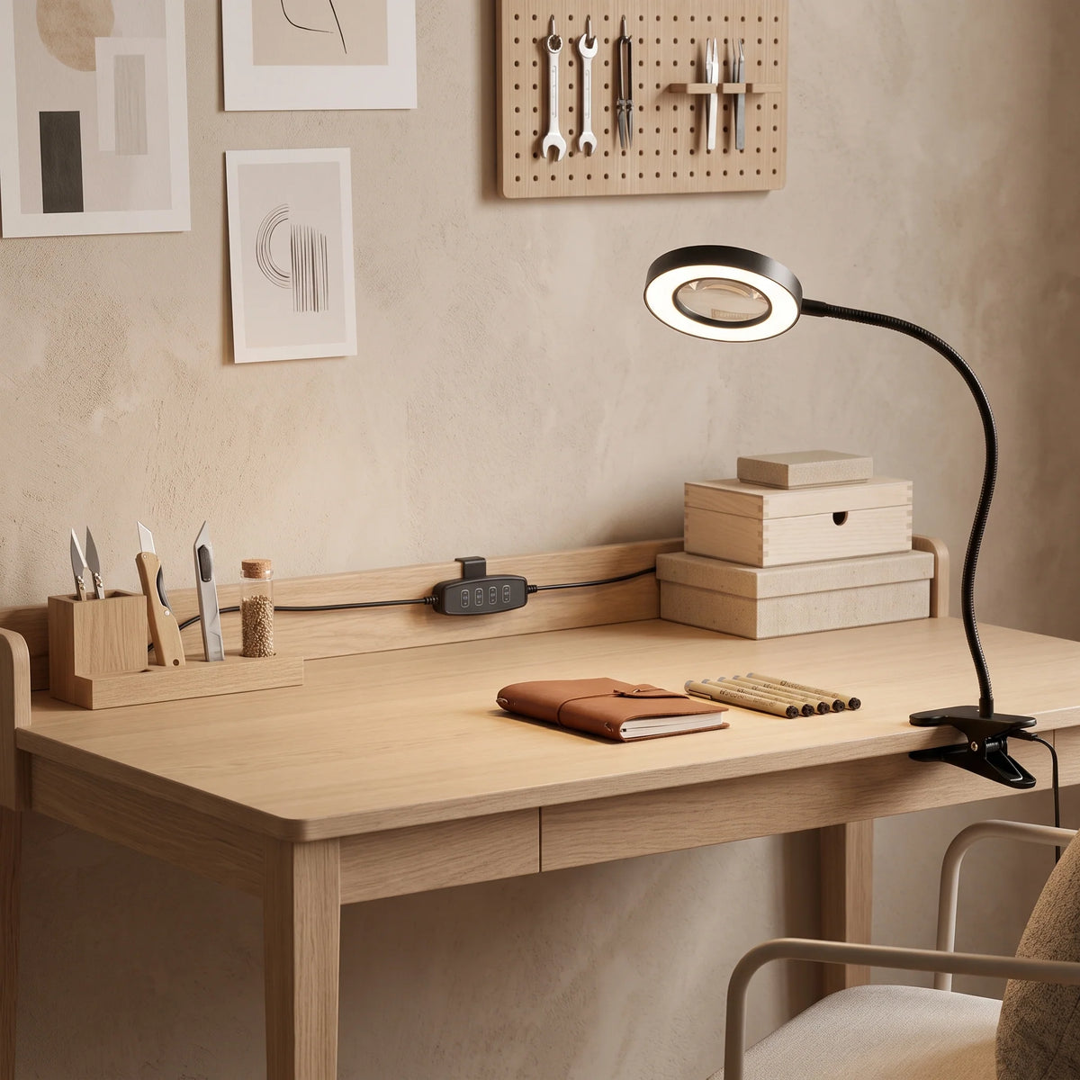 Magnifying Lamp Flexible Clamp LED Adjustable Brightness