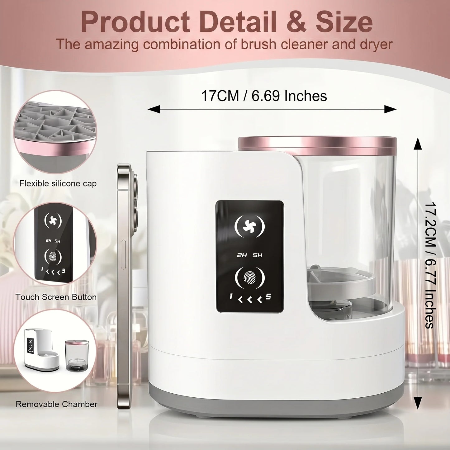Makeup Brush Cleaner & Dryer Automatic USB-Powered