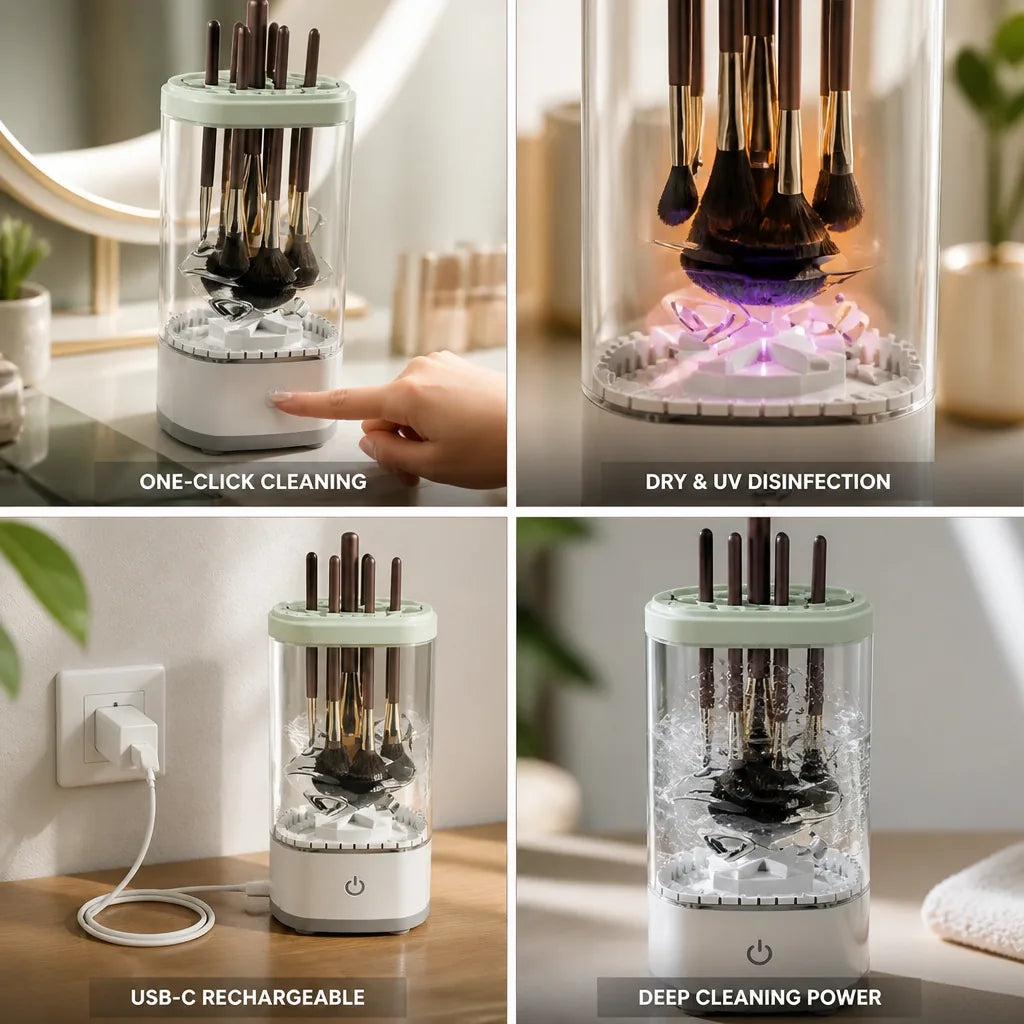 Makeup Brush Cleaner Quick-Dry & UV Disinfection USB-C Rechargeable