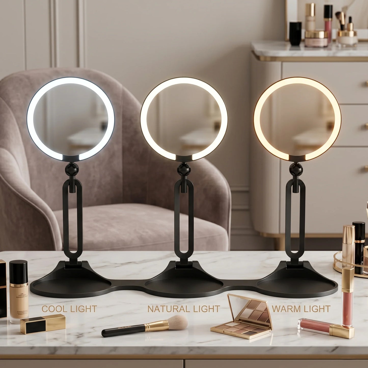 Makeup Mirror LED Light & 30X Magnification Rechargeable & Portable