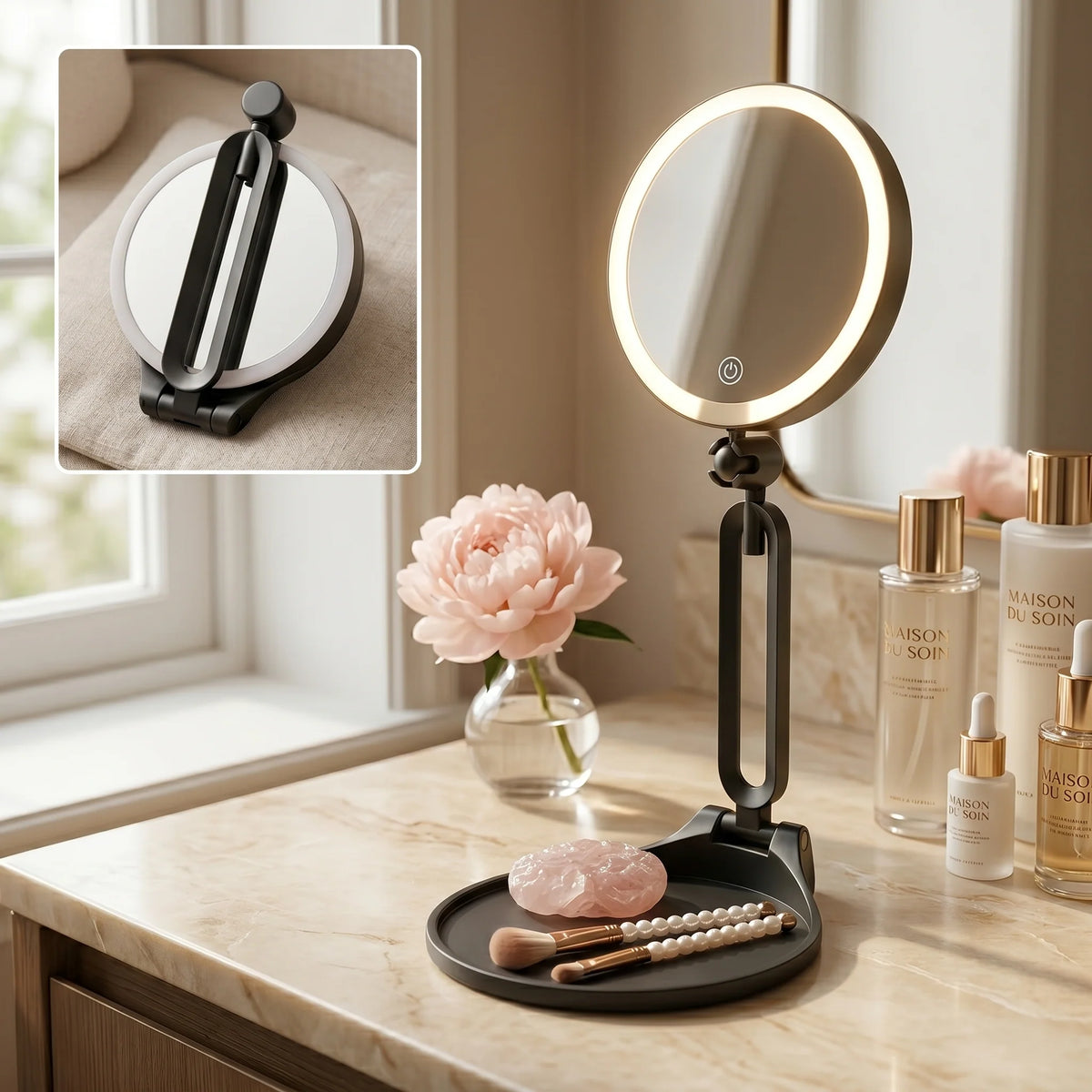 Makeup Mirror LED Light & 30X Magnification Rechargeable & Portable