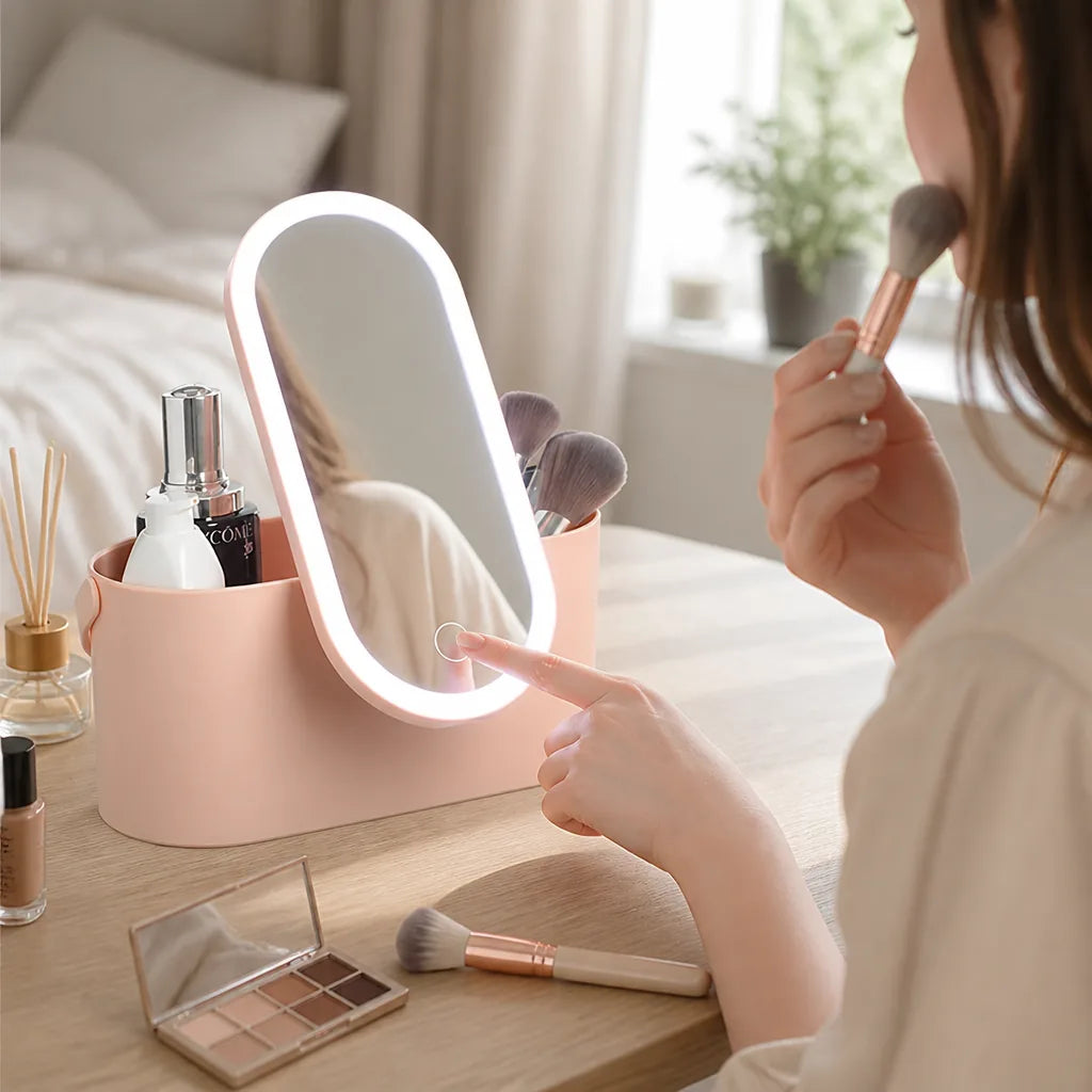 Makeup Organizer LED Vanity Mirror Portable