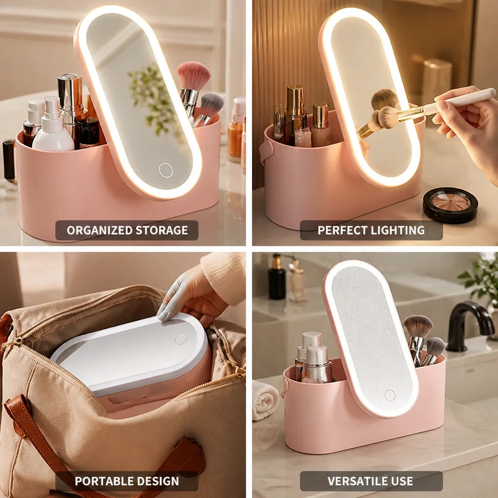 Makeup Organizer LED Vanity Mirror Portable