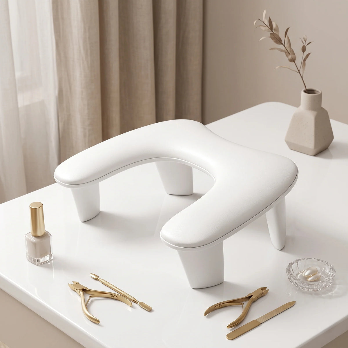 Manicure Arm Rest Ergonomic Memory Foam Faux Leather