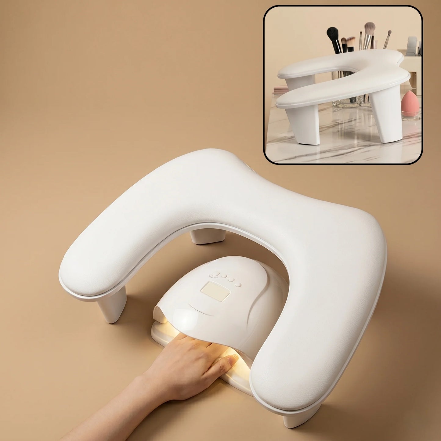 Manicure Arm Rest Ergonomic Memory Foam Faux Leather